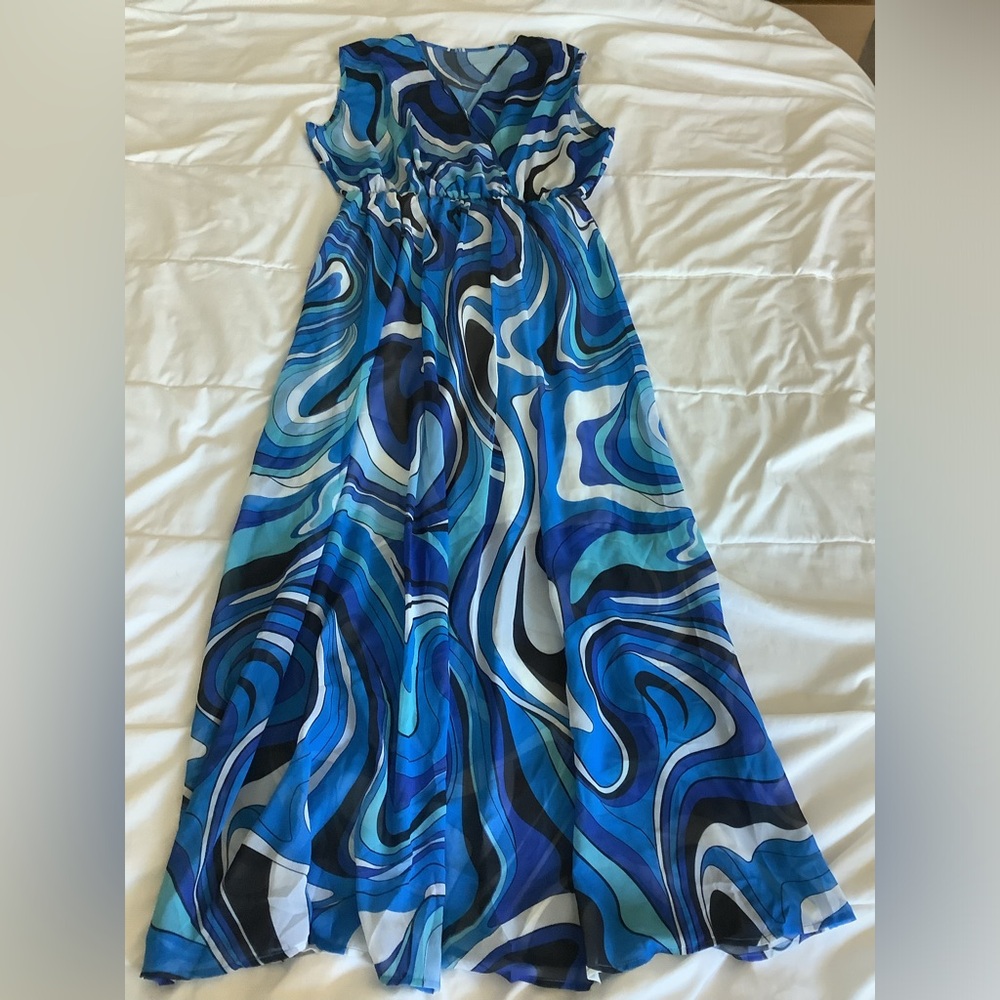 Sheer sleeveless V-Neck Maxi Dress 3XL